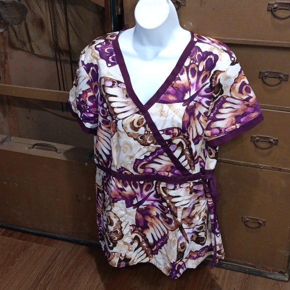 koi Tops - KOI BUTTERFLY PRINT SCRUB TOP.  #5687
